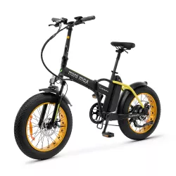 Vélo électrique pliable Argento MiniMax Jaune Moteur Bafang 36V/250W/60Nm , Batt 36V 10.4Ah, Dérailleur Shimano 7 vitesses…