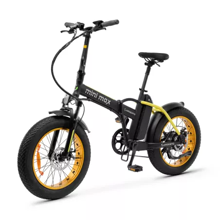 Vélo électrique pliable Argento MiniMax Jaune Moteur Bafang 36V/250W/60Nm , Batt 36V 10.4Ah, Dérailleur Shimano 7 vitesses…