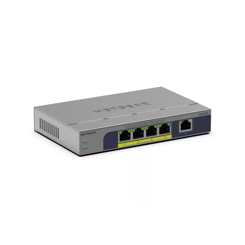 Netgear GS105Pv3 Switch non manageable PoE Gigabit Ethernet 5 ports.