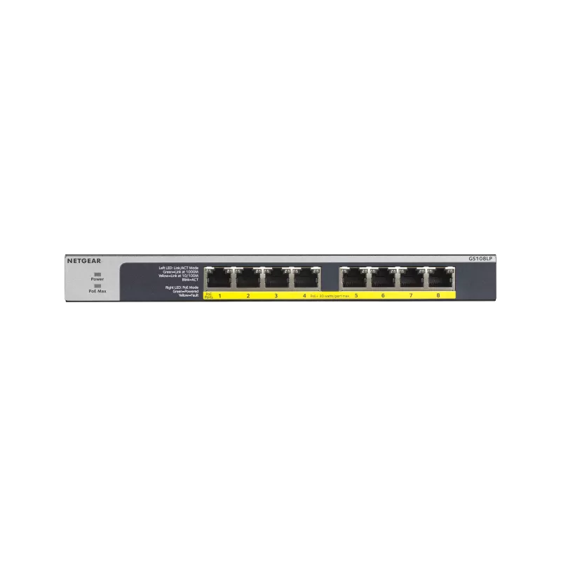 Netgear GS108LP Switch non manageable PoE+ Gigabit Ethernet 8 ports avec technologie FlexPoE (60W)