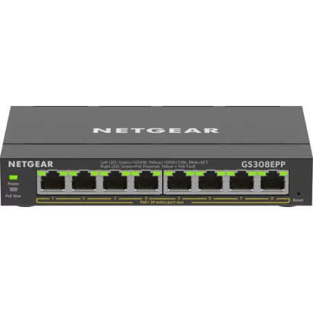 Netgear 8PT GE PLUS SWCH W/ HI-PWR POE+ (GS308EPP)