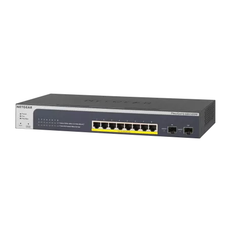 Netgear GS510TPP Smart Switch 8 ports Gigabit Ethernet PoE+ haute puissance avec 2 ports dédiés Ports SFP (190W).