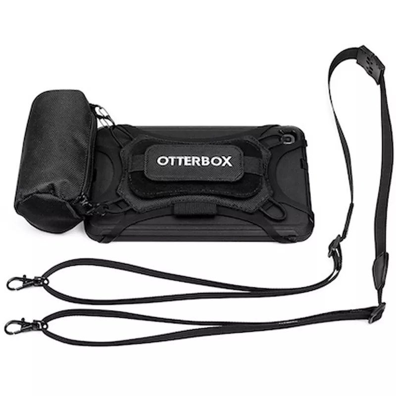 OtterBox Utility Series Latch II Black - sangle main rotative 360° universelle + tour de cou pour tablette de 10 à 13 pouces…