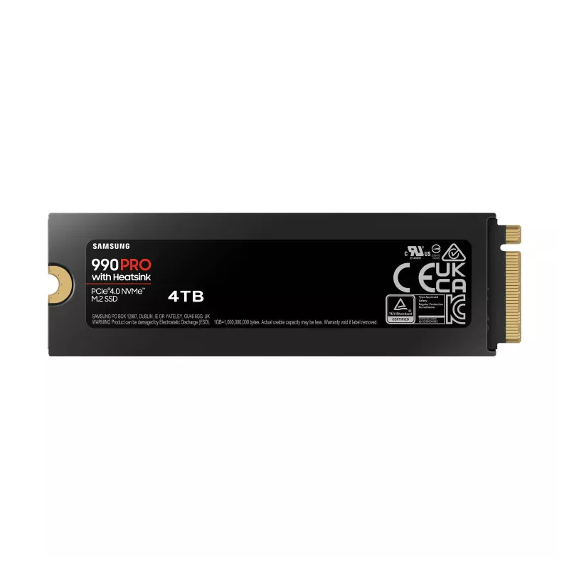 SSD SAMSUNG SERIE 990 PRO + dissipateur M.2 4To 2280 PCIe 4.0 x4 NVMe Lecture 7450Mo/s Ecriture 6900Mo/s MZ-V9P4T0GW