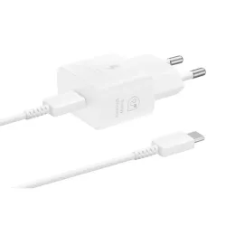 Chargeur secteur Rapide 25W Type C matériaux recyclés GaN avec câble Coloris Blanc SAMSUNG