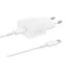 Chargeur secteur Rapide 25W Type C matériaux recyclés GaN avec câble Coloris Blanc SAMSUNG