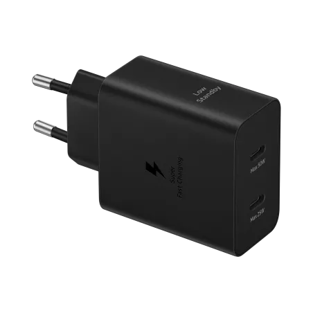 Chargeur secteur ULTRA RAPIDE DUO 50W ou 2 x 25W, GaN (avec câble 45W 1,8M Coloris Noir SAMSUNG EP-T5020XBEGEU