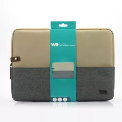 HOUSSE sleeve PC 15.6'' bicolore Beige/Gris, protection antchoc, attache antivol 40*28*2 cm