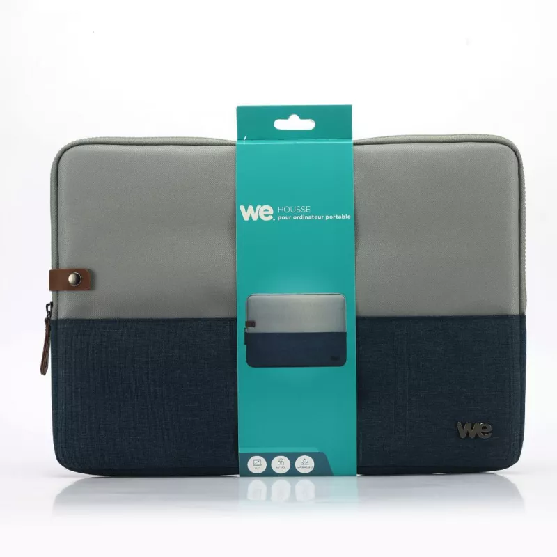 HOUSSE sleeve PC 15.6 '' bicolore BLEU, protection antchoc, attache antivol 40*28*2 cm