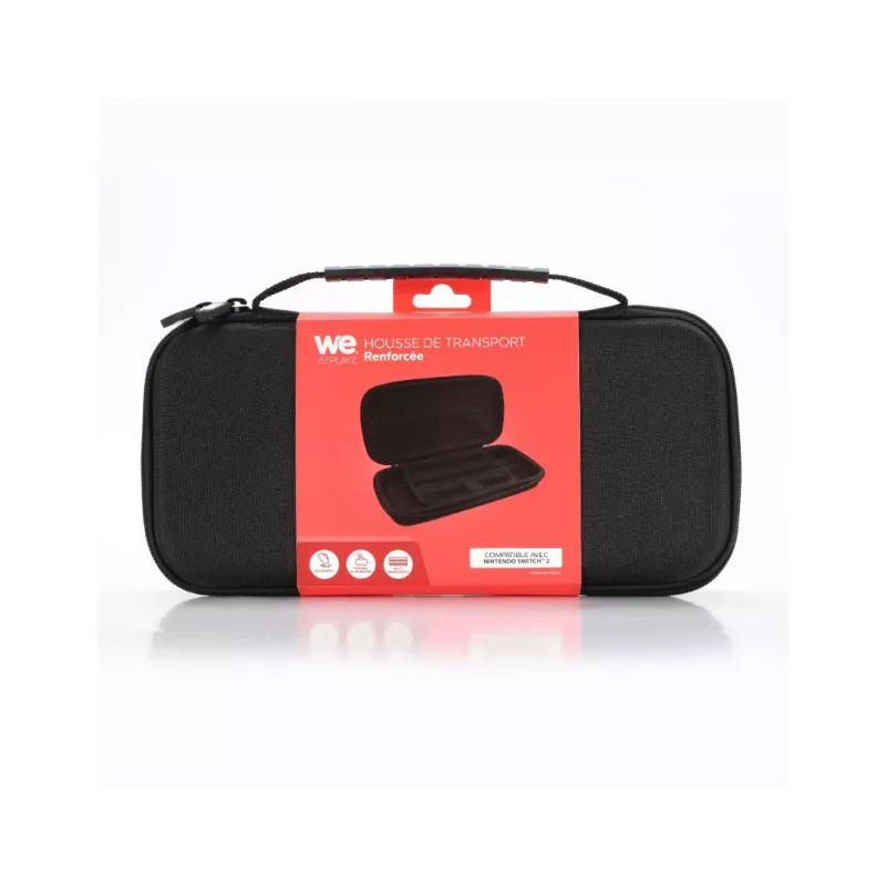 Etui de transport Nintendo Switch 2 - Coque rigide - Intérieur velours - Compartiments de rangement intérieurs - Noir
