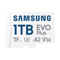 CARTE MEMOIRE SAMSUNG 1TO MICRO SD EVO PLUS 2024 avec adaptateur SD classe 10 Lecture 160 Mo/s Ecriture 160 Mo/s MB-MC1T0SA/EU