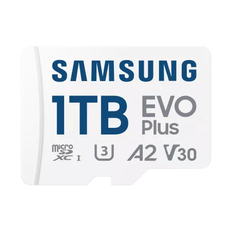 CARTE MEMOIRE SAMSUNG 1TO MICRO SD EVO PLUS 2024 avec adaptateur SD classe 10 Lecture 160 Mo/s Ecriture 160 Mo/s MB-MC1T0SA/EU