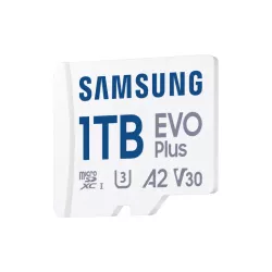 CARTE MEMOIRE SAMSUNG 1TO MICRO SD EVO PLUS 2024 avec adaptateur SD classe 10 Lecture 160 Mo/s Ecriture 160 Mo/s MB-MC1T0SA/EU