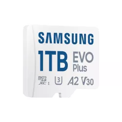 CARTE MEMOIRE SAMSUNG 1TO MICRO SD EVO PLUS 2024 avec adaptateur SD classe 10 Lecture 160 Mo/s Ecriture 160 Mo/s MB-MC1T0SA/EU