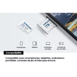 CARTE MEMOIRE SAMSUNG 128G MICRO SD EVO PLUS 2024 avec adaptateur SD classe 10 Lecture 160 Mo/s Ecriture 160 Mo/s MB-MC128SA/EU