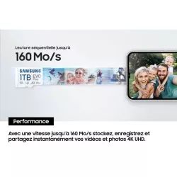 CARTE MEMOIRE SAMSUNG 128G MICRO SD EVO PLUS 2024 avec adaptateur SD classe 10 Lecture 160 Mo/s Ecriture 160 Mo/s MB-MC128SA/EU