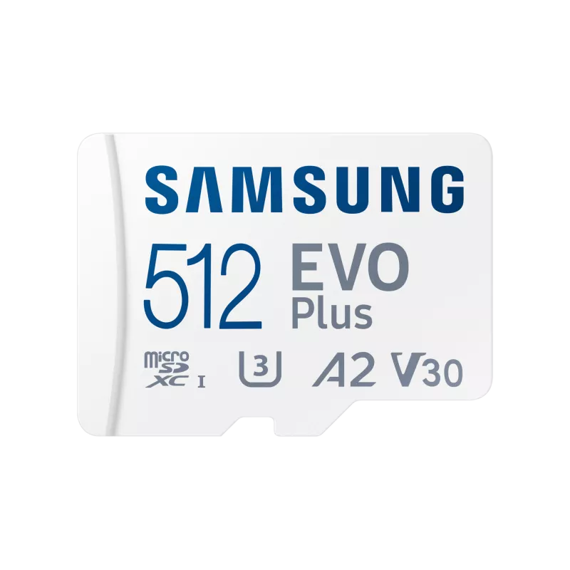 CARTE MEMOIRE SAMSUNG 512G MICRO SD EVO PLUS 2024 avec adaptateur SD classe 10 Lecture 160 Mo/s Ecriture 160 Mo/s MB-MC512SA/EU