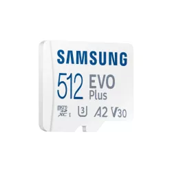 CARTE MEMOIRE SAMSUNG 512G MICRO SD EVO PLUS 2024 avec adaptateur SD classe 10 Lecture 160 Mo/s Ecriture 160 Mo/s MB-MC512SA/EU