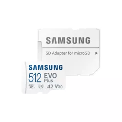 CARTE MEMOIRE SAMSUNG 512G MICRO SD EVO PLUS 2024 avec adaptateur SD classe 10 Lecture 160 Mo/s Ecriture 160 Mo/s MB-MC512SA/EU