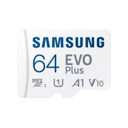 CARTE MEMOIRE SAMSUNG 64G MICRO SD EVO PLUS 2024 avec adaptateur SD classe 10 Lecture 160 Mo/s Ecriture 160 Mo/s MB-MC64SA/EU