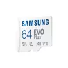 CARTE MEMOIRE SAMSUNG 64G MICRO SD EVO PLUS 2024 avec adaptateur SD classe 10 Lecture 160 Mo/s Ecriture 160 Mo/s MB-MC64SA/EU