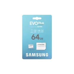 CARTE MEMOIRE SAMSUNG 64G MICRO SD EVO PLUS 2024 avec adaptateur SD classe 10 Lecture 160 Mo/s Ecriture 160 Mo/s MB-MC64SA/EU