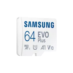 CARTE MEMOIRE SAMSUNG 64G MICRO SD EVO PLUS 2024 avec adaptateur SD classe 10 Lecture 160 Mo/s Ecriture 160 Mo/s MB-MC64SA/EU