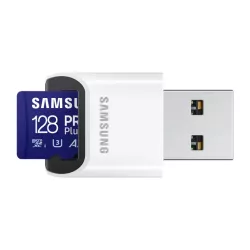 CARTE MEMOIRE SAMSUNG 128 Go MICRO-SD PRO PLUS 2023 avec lecteur USB Classe 10 / MB-MD128SB/WW