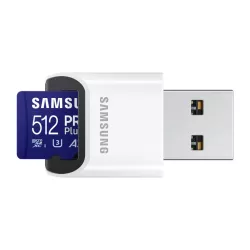 CARTE MEMOIRE SAMSUNG 512 Go MICRO-SD PRO PLUS avec lecteur USB Classe 10 / MB-MD512SB/WW