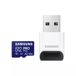 CARTE MEMOIRE SAMSUNG 512 Go MICRO-SD PRO PLUS avec lecteur USB Classe 10 / MB-MD512SB/WW