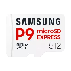 Carte mémoire Samsung 512G Micro SDXC P9 express classe U3 V30 A1 PCIe Gen3.0x1 NVMe 1.3 Lecture SD Express 800 Mo/s UHS-I 90…