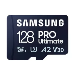 CARTE MEMOIRE SAMSUNG 128 Go MICRO-SD PRO Ultimate avec lecteur USB Classe 10 Lecture 200 Mo/s Ecriture 130 Mo/s MB-MY128SB/WW