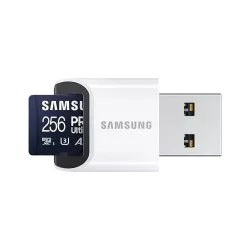 CARTE MEMOIRE SAMSUNG 256 Go MICRO-SD PRO Ultimate avec lecteur USB Classe 10 Lecture 200 Mo/s Ecriture 130 Mo/s MB-MY256SB/WW