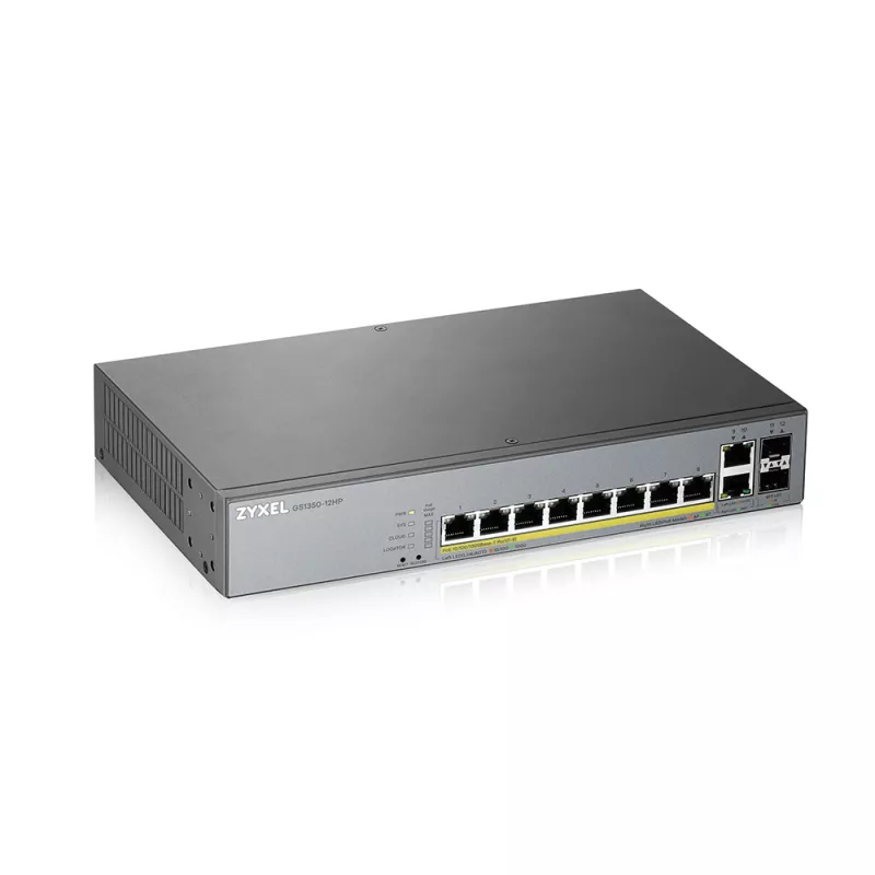 Zyxel GS1350-12HP -Commutateur 8p gérable-2 Couche supportée - modulaire-rackable - fibre optique.