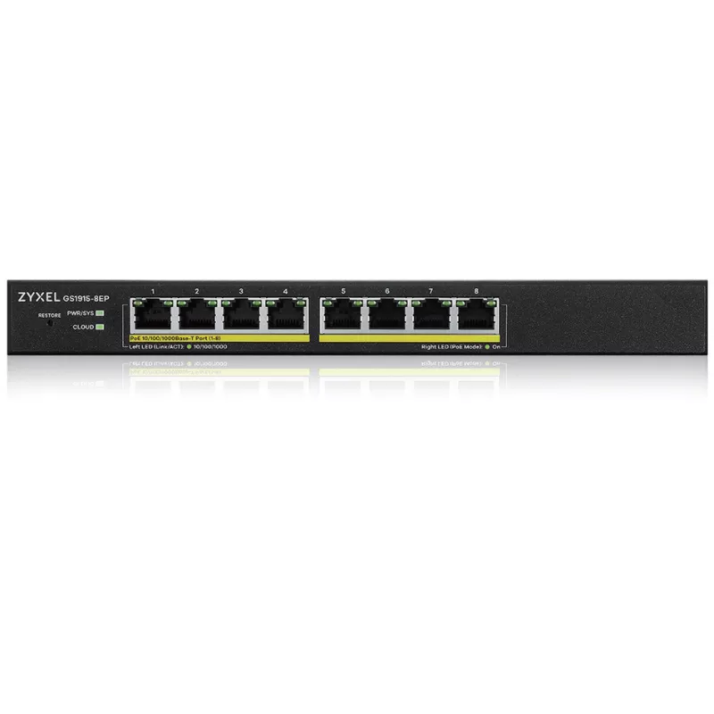 Zyxel GS1915-8 - Switch Smart hybrid - 8 x 10/100/1000 PoE 60 Watt 802.3at.