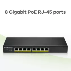 Zyxel GS1915-8 - Switch Smart hybrid - 8 x 10/100/1000 PoE 60 Watt 802.3at.