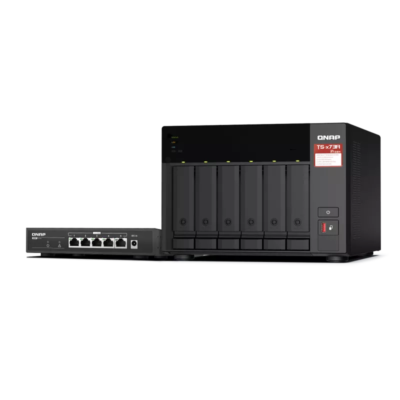 Special bundle: Nas Qnap TS-673A-SW5T + Switch 2,5GbE QSW-1105-5T