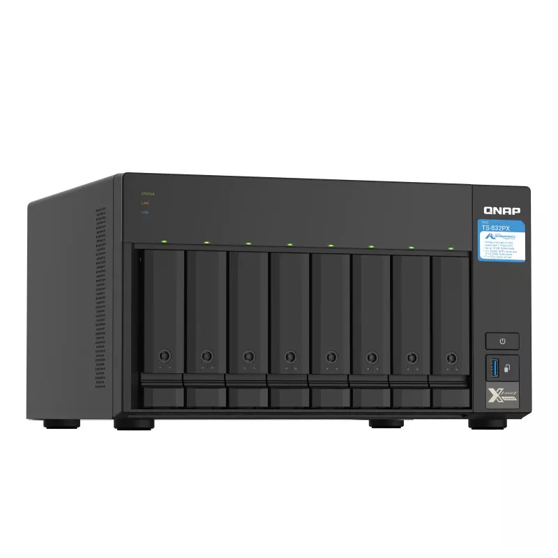 Serveur Nas Qnap TS-832PX-4G - AL-324 - 4 Go Ram - 512Mo Flash - 8x 2.5/3.5 SATA 6Gbps - 2 x 10GbE SFP+ - Alim 250W - Garantie…