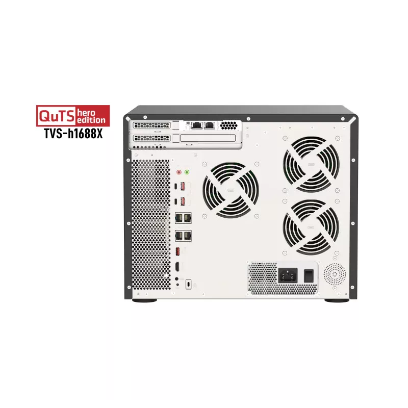 Serveur NAS QuTS hero de bureau Qnap TVS-h1688X-W1250-32G - Xeon W-1250 - 32 Go Ram - 16x2.5/3.5, 4x2.5 SATA 6Gbps - Single…