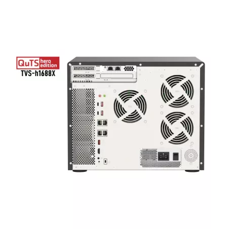 Serveur NAS QuTS hero de bureau Qnap TVS-h1688X-W1250-32G - Xeon W-1250 - 32 Go Ram - 16x2.5/3.5, 4x2.5 SATA 6Gbps - Single…