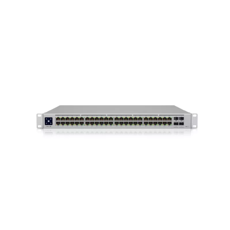 Ubiquiti UniFi Switch PRO 48 PoE Switch 48 ports : 40x 802.3at PoE+ 8x 802.3bt PoE++ -4x 10 GB SFP+ 600W max - écran tacile 1.3
