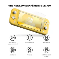Protection d'écran Nintendo Switch Lite en verre trempé 9H - anti-rayures Transparent - avec kit de nettoyage