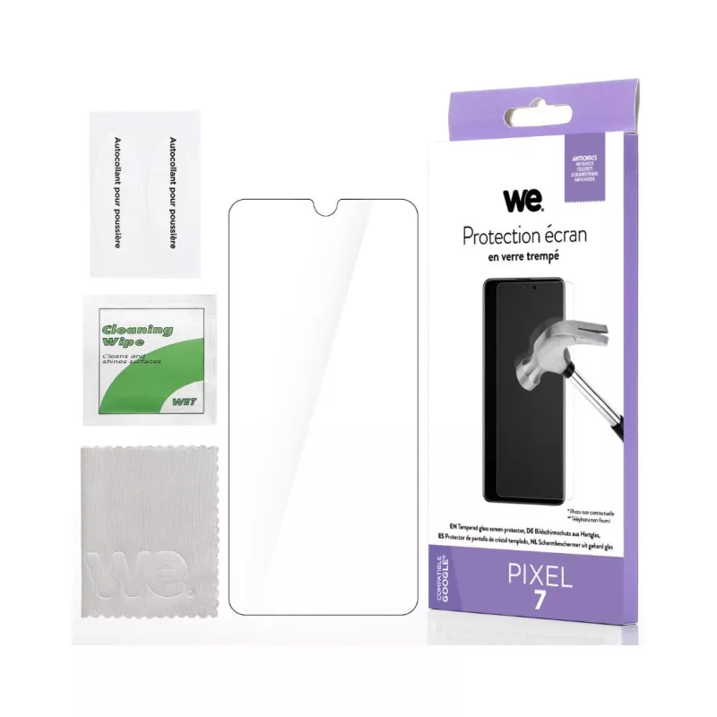 WE Verre trempé GOOGLE PIXEL 7 : Protection écran - anti-rayures - anti-bulles d'air - ultra-résistant - dureté 9H Glass