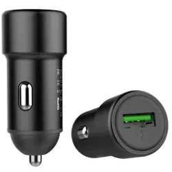 Chargeur allume-cigare 1 port USB - 18W - 3A - Compatible QC 3.0 - noir