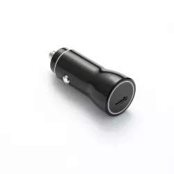 WE Chargeur allume-cigare 1 port USB-C - 20W/3A - avec câble USB-C/USB-C torsadé 1.50m - noir