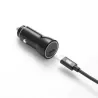 WE Chargeur allume-cigare 1 port USB-C - 20W/3A - avec câble USB-C/USB-C torsadé 1.50m - noir