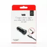 WE Chargeur allume-cigare 1 port USB-C - 20W/3A - avec câble USB-C/USB-C torsadé 1.50m - noir