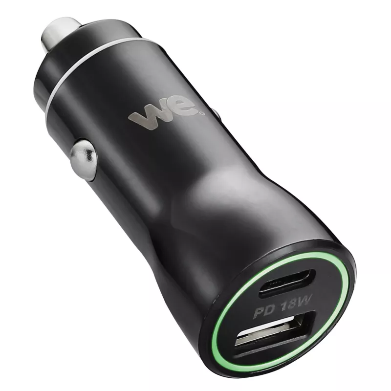 Chargeur allume-cigare WE - 2 ports USB (1 USB-A 5V/2,4A et 1 USB-C V/3A), Total (USB-A+C) 5V/3A pour smartphone, GPS, etc...