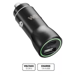 Chargeur allume-cigare WE - 2 ports USB (1 USB-A 5V/2,4A et 1 USB-C V/3A), Total (USB-A+C) 5V/3A pour smartphone, GPS, etc...