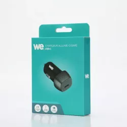 Chargeur allume-cigare 1 port USB-C - Compatible Power Delivery PPS - 30W - 3A - noir finition carbone